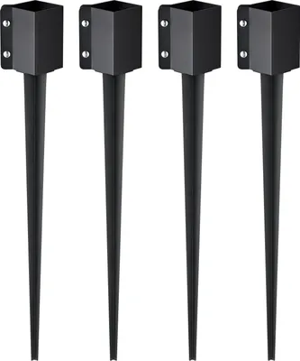 Imagen del producto de Estacas para postes de valla, juego de 4 unidades, 113 x 113 x 914 mm (diámetro exterior), metal, con recubrimiento de polvo . Estacas para buzones, terrazas, vallas de jardín