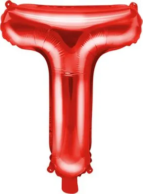 Produktbild von Folienballon Buchstabe „T“, 35cm, rot (1 Karton / 50 Stück)