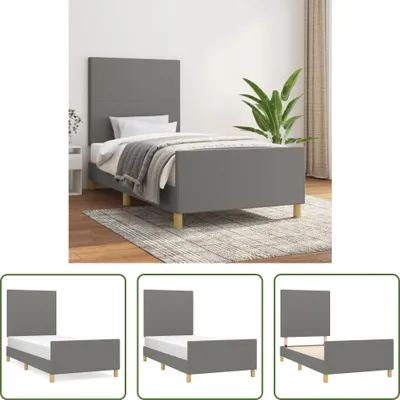 Produktbild von The Living Store Bettgestell mit Kopfteil Dunkelgrau 90x200 cm Stoff