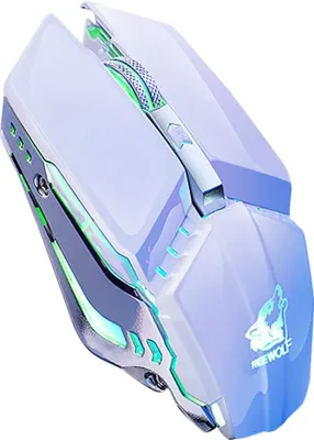 Image de Free Wolf X11 Ergonomic Wireless Mouse, 2.4G 2400DPI Souris de jeu optique pour ordinateur portable- Blanc