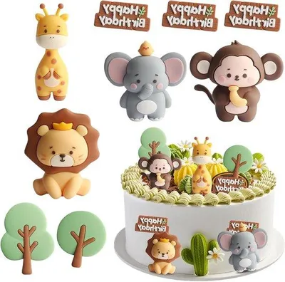 Produktbild von Jungeltiert-Cupcakes-Verzierung für Kinder-Verjährungsparty-Feierbedarf