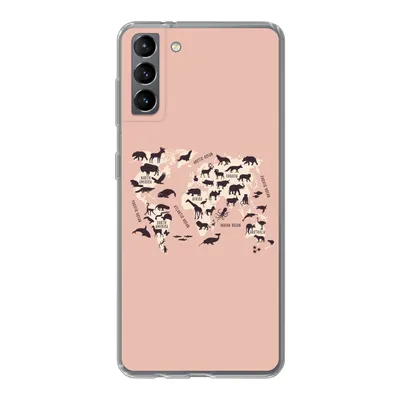 Produktbild von MuchoWow® Handyhülle Schutzhülle Hülle für Samsung Galaxy S21 Plus Weltkarte - Tiere - Scherenschnitt Silikon Softcase Handy Hülle - Handy-Tasche