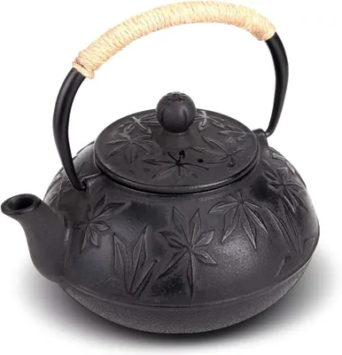 Gusseiserne Teekanne 800 ml mit Edelstahlsieb, schwarz