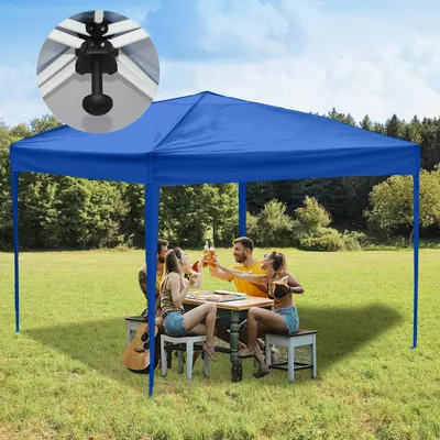 Produktbild von Hebitod Faltpavillon Pavillons & Partyzelte 3x3m, Festzelt Gartenzelt für Garten Terrasse Feier Party, Wasserdich ohn Seiten Blau