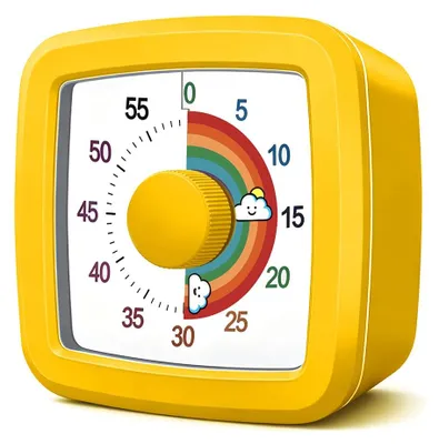 Produktbild von Visueller Timer - 60 Minuten Countdown mit Regenbogen-Anzeige - Zeitmanagement für Küche Schule und Büro - Gelb