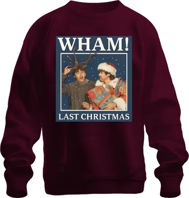 Produktbild von WHAM! LAST CHRISTMAS 80er Weihnachten Retro Popband Geschenk Uni Sweatshirt Pullover, Burgundy, M