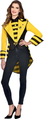 Produktbild von Amscan Damen Deluxe Bienen Frack Kostüm mit gestreiftem Design und Blumen-Applikation