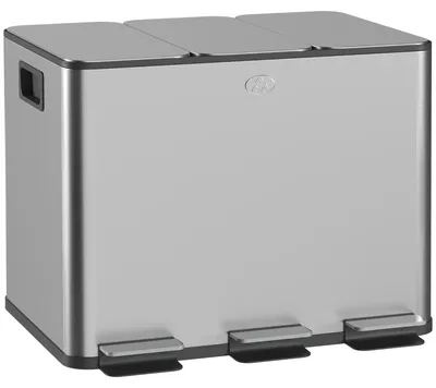 Produktbild von Mülleimer mit 3 x 20 L Fächern, Deodorant-Deckel, fingerabdrucksicher, Soft-Close, herausnehmbar, Edelstahl, Kunststoff, 61,9 x 36,6 x 56,7 cm