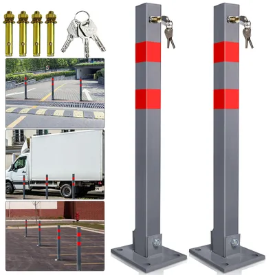Produktbild von Eikuavons Absperrpfosten Parkplatz 67 cm, abschließbarer Parkplatzpfosten mit Reflexstreifen 2 Stück