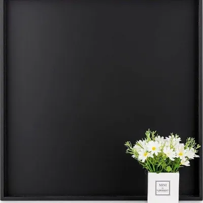 Productafbeelding van Famanu houten dienblad groot – Decoratief, vierkant dienblad in zwart met handvat, 52 cm