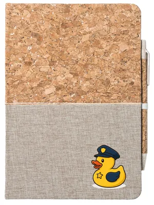 Produktbild von Huuraa Notizbuch A5 Quietscheente Polizei Comic Gummiente 80 Blatt inkl. Kugelschreiber Tagebuch Geschenkidee