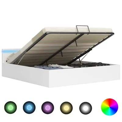 Image de Cadre de lit à rangement hydraulique sans matelas avec LED