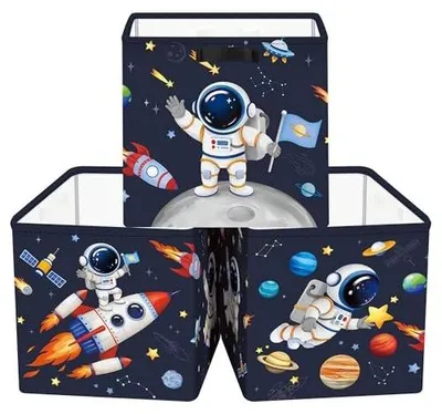 Zdjęcie produktu dla Pudełko do przechowywania kosmiczne dla dzieci tkanina 30 cm zestaw 3 szt