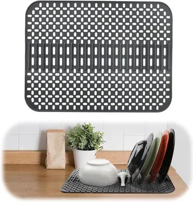 Produktbild von Silikon Spoelbakmat dunkelgrau hitzebeständig antirutsch 43x32x11cm