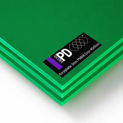 Produktbild von Acrylglasplatte Grün 40x50 cm 3mm PMMA Acrylglas GS 3 Stück Set gegossen Bastelplatte Kunststoffplatte Laser