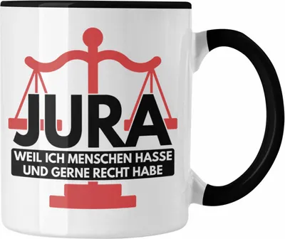 Produktbild von Trendation - Jura Tasse Geschenk Spruch Jurist Geschenkidee Anwalt Jura-Studium Lustige Sprüche Weil Ich Menschen Hasse (Schwarz)