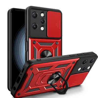 Produktbild von Outdoor Panzer Hülle Xiaomi Redmi 12 Handyhülle mit Kameraschutz Ringhalter Case Rot