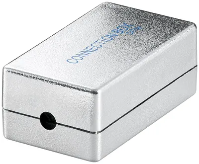 Image de Boîtier de raccordement/connexion réseau CAT 5e (100 MHz), STP, STP, argent - pour raccorder 2 câbles LAN, blindé, bornier pour montage LSA sans outil