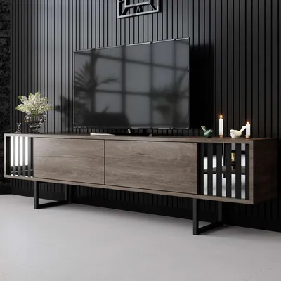 Produktbild von Skye Decor, Chrome Line - Walnut, Black, TV-Schränke, Nussbaum, 180 x 48 x 30 cm