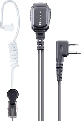 Immagine prodotto di "Auricolare professionale Midland C1497, MA31-L Pro con auricolare pneumatico ""invisibile"", microfono da bavero e cavo spiralato, presa 2 Pin a standard Midland – Compatibile con G7, G9, serie XT"