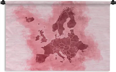Produktbild von MuchoWow® Wandteppich Wandbehang Karte - Europa - Rosa 90x60 cm Tapisserie Dekoration Wandtuch - Wandskulpturen - Bildteppich