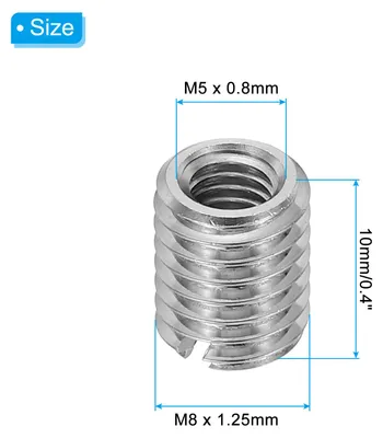 Produktbild von 316 Edelstahl Gewindeadapter Hš¹lse Reduziermutter, 10 Stš¹ck M8 x 1,25 m?nnlich auf M5 x 0,8 weiblich Reparatur-Einsatzmutter Schrauben-Reduzierer Befestigungselement 10mm
