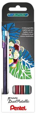 Produktbild von Pentel Dual Metallic, Stick Pen, Mehrfarbig, Grün, Orange, Pink, Violett, Kunststoff, 0,5 mm, 4 Stück(e)