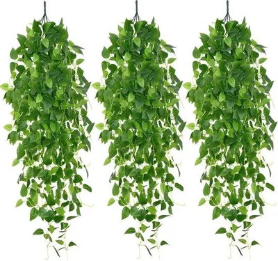 Productafbeelding van Famanu Set van 3 hangende kunstplanten - Kunstplanten voor binnen- en buitendecoratie