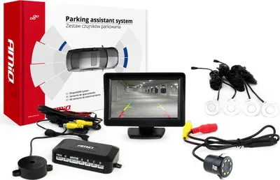 Obrázek produktu pro Parkovací asistent 4,3" TFT displej s couvací kamerou HD-308-LED, 4 senzory Bílá barva