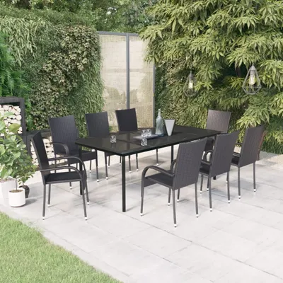 Produktbild von The Living Store 9-tlg. Garten-Essgruppe Schwarz