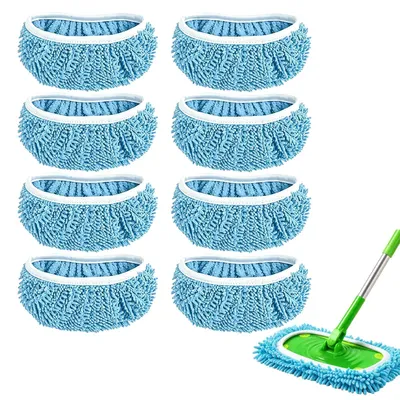 8er-Set Mikrofaser-Wischbezüge, kompatibel mit Swiffer, waschbar, blau