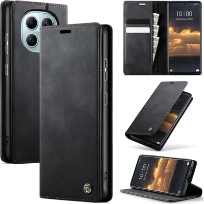 Produktbild von Handyhülle für Xiaomi Redmi Note 15 5G/4G Hülle Leder mit RFID Schutzhülle Klapphülle Magnet Kartenfach Standfunktion Schwarz