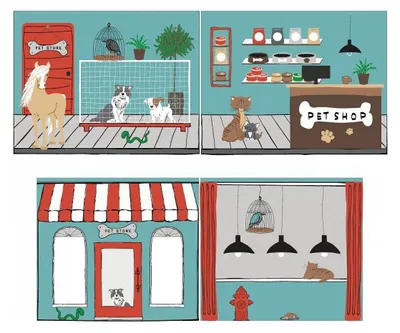 Produktbild von Vipack Stoffset Pet Shop Design für Kinder, Spielbereich unter dem Bett