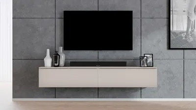Produktbild von AX LIVING Designer Lowboard beige Loriano 2x100 cm TV Schrank Kaschmir