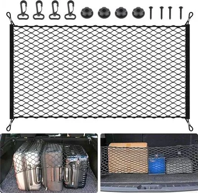 Produktbild von Auto-Laderaufbewahrungsnetz - Universal - 120x70 cm - mit 4 Metallkarabinerhaken + 4 ABS-Haken