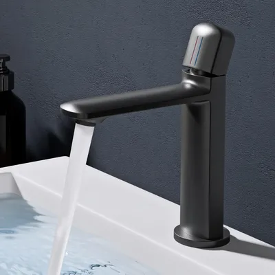 Immagine prodotto di doporro Miscelatore lavabo bagno in ottone Grigio, monocomando per acqua calda e fredda 20,9 cm WAO-1190