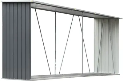 Produktbild von vidaXL Ocynkowany stalowy schowek na drewno opałowe 330x84x152 cm Szary