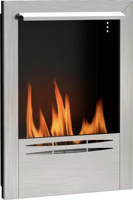 Image de HOMCOM Cheminée bioéthanol encastrable, cheminée à l'éthanol avec volume de 0,9 litre, environ 3,3 h durée de combustion, poêle bioéthanol en acier inoxydable et verre trempé, 48 x 18 x 59 cm, argent