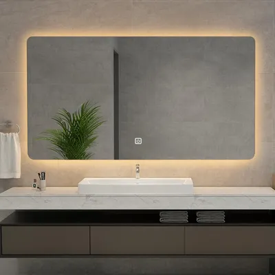Produktbild von Intelligenter Spiegel, Badezimmerspiegel, LED-Spiegel, Badspiegel, Großer Wandspiegel, drei Lichtfarben L130 x H80cm 【JMAA13648】
