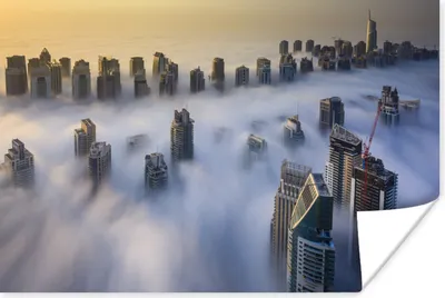 Produktbild von MuchoWow® Poster Dubai Marina in Morgennebel gehüllt 180x120 cm - Fotoplakat