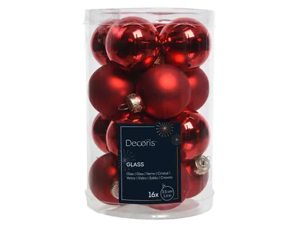 Produktbild von Weihnachtskugeln Glas 3,5cm 16 Stück - Weihnachtsrot