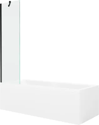 Produktbild von Mexen Cubik rechteckige Badewanne 160 x 70 cm mit Verkleidung und 1-flügliger Duschabtrennung 50 cm, transparent, Schwarz - 5503