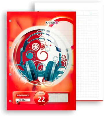 Obrázek produktu pro Pracovní blok LANDRÉ, DIN A4, 50 listů, linkovaný 22 / kostkovaný
