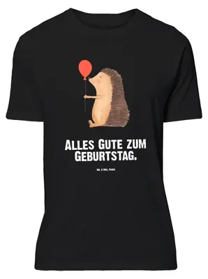 Produktbild von Mr. & Mrs. Panda Größe XL T-Shirt Igel Luftballon - Schwarz - Geschenk, Happy Birthday, mit Spruch, Glückwunsch, Shirt, Tshirt, Ballon, Geburtstag, Lustige Sprüche