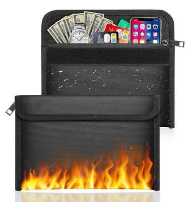 Produktbild von 2 feuerfeste Dokumententaschen (20 * 12 cm), feuer- und wasserdicht für Dokumente, Geld, Reisepass und Bargeld.
