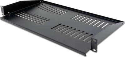 Immagine prodotto di Scaffale XtendLan 280 mm, universale, 1U, capacità di carico 25 kg, nero, frontale