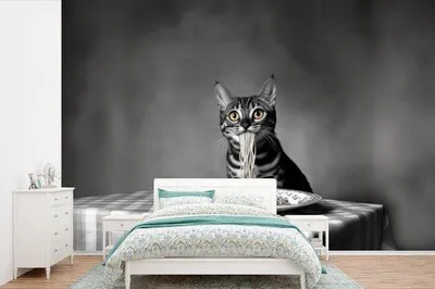 Productafbeelding van Kattentafelkleed van jungleprint, zwart-wit, 420 x 280 cm