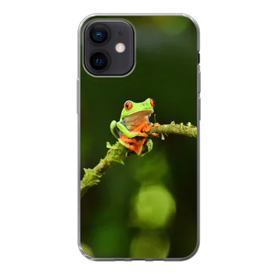 Produktbild von MuchoWow® Handyhülle Schutzhülle Hülle für iPhone 12 Frosch - Äste - Grün Silikon Softcase Handy Hülle - Schutzhülle