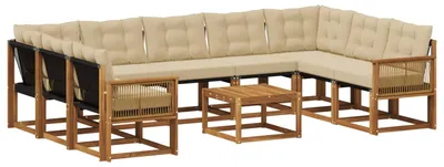 Imagen del producto de vidaXL Juego de sofás de exterior, 10 piezas, color natural y beige