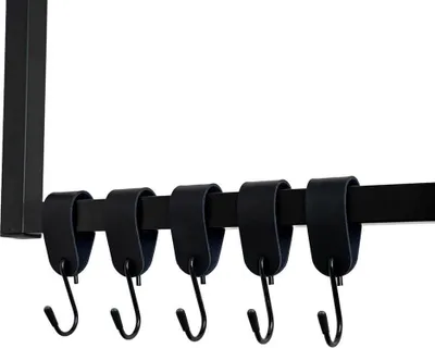 Immagine prodotto di Home Deluxe - Gancio a S FORMA - 11 x 3 x 4 cm, ferro con Finto cuoio, incl. doppia cucitura I Gancio per cappotti Gancio per armadi Appendiabiti - versioni a scelta